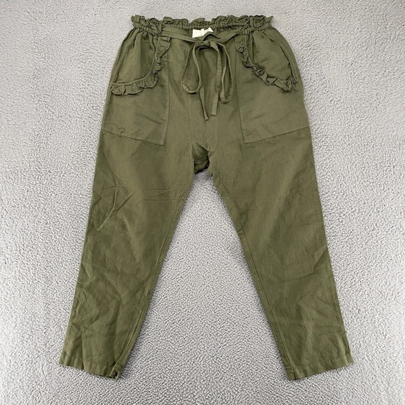 THE GREAT. Pants - The Great. Pants Womens 1 / Small Linen Blend Tulip Drop Crotch‎ Pockets Ruffles